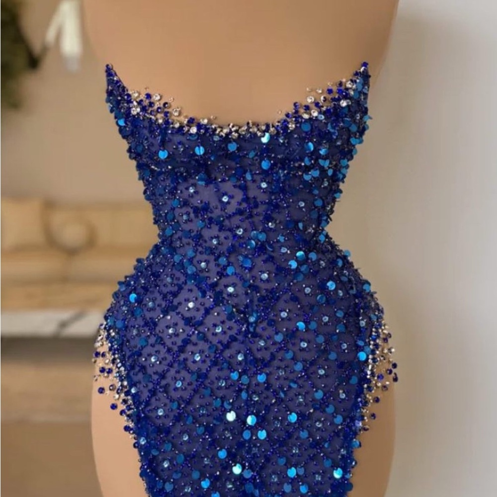 Elegant Blue Sequin Mini Dress Minna